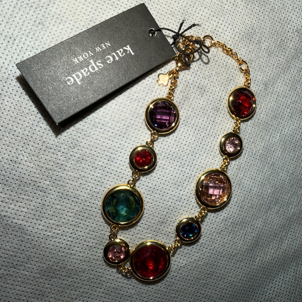kate spade Gold Multicolor Crystal Link Bracelet. "On The Dot" 7.25 inches NWT
